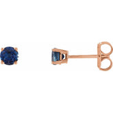 14K Rose Gold 4 mm Natural Blue Sapphire Earrings