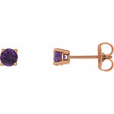 14K Rose Gold 4 mm Natural Amethyst Earrings