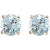 14K Rose Gold 5 mm Natural Aquamarine Earrings