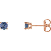14K Rose Gold 4 mm Natural Tanzanite Earrings