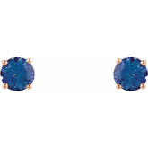 14K Rose Gold 5 mm Natural Tanzanite Earrings