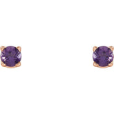 14K Rose Gold 2.5 mm Natural Amethyst Earrings