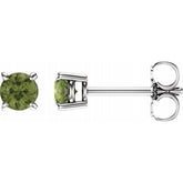 14K White Gold 4 mm Natural Peridot Earrings