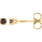 14K Yellow Gold 2.5 mm Natural Smoky Quartz Earrings