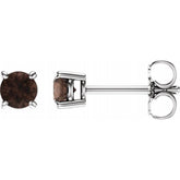 14K White Gold 4 mm Natural Smoky Quartz Earrings