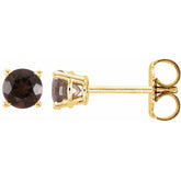 14K Yellow Gold 4 mm Natural Smoky Quartz Earrings
