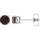 14K White Gold 5 mm Natural Smoky Quartz Earrings