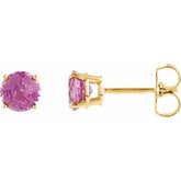14K Yellow Gold 5 mm Natural Pink Tourmaline Earrings