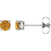 14K White Gold 4 mm Natural Citrine Earrings
