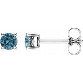 14K White Gold 4 mm Natural Sky Blue Topaz Earrings