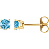 14K Yellow Gold 4 mm Natural Sky Blue Topaz Earrings