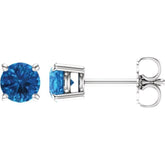14K White Gold 5 mm Natural Swiss Blue Topaz Earrings