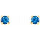 14K Yellow Gold 2.5 mm Natural Swiss Blue Topaz Earrings