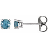 14K White Gold 4 mm Natural Swiss Blue Topaz Earrings