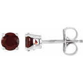 14K White Gold 4 mm Natural Mozambique Garnet Earrings