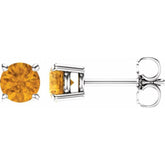 14K White Gold 5 mm Natural Citrine Earrings