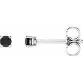 14K White Gold 2.5 mm Natural Black Onyx Earrings