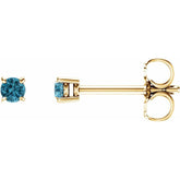 14K Yellow Gold 2.5 mm Natural Blue Zircon Earrings
