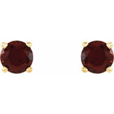 14K Yellow Gold 4 mm Natural Mozambique Garnet Earrings