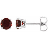 14K White Gold 5 mm Natural Mozambique Garnet Earrings