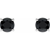 14K White Gold 5 mm Natural Black Onyx Earrings