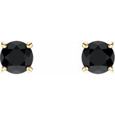 14K Yellow Gold 5 mm Natural Black Onyx Earrings