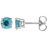 14K White Gold 5 mm Natural Blue Zircon Earrings