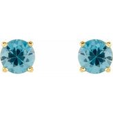 14K Yellow Gold 5 mm Natural Blue Zircon Earrings