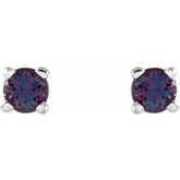 14K White Gold 2.5 mm Lab-Grown Alexandrite Earrings