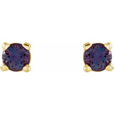 14K Yellow Gold 2.5 mm Lab-Grown Alexandrite Earrings