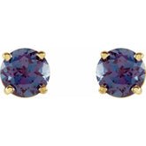 14K Yellow Gold 5 mm Lab-Grown Alexandrite Earrings