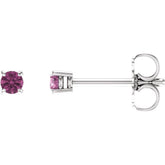 14K White Gold 2.5 mm Natural Pink Tourmaline Earrings