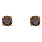 14K Yellow Gold 5 mm Natural Smoky Quartz Earrings