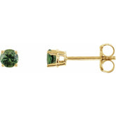 14K Yellow Gold 3 mm Natural Green Sapphire Earrings