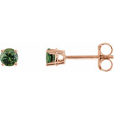 14K Rose Gold 3 mm Natural Green Sapphire Earrings