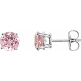 14K White Gold 5 mm Natural Pink Morganite Earrings