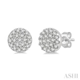 1/8 Ctw Disc Shape Round Cut Diamond Petite Fashion Earrings in 10K White Gold