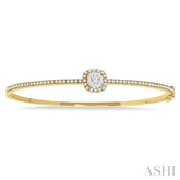1 Ctw Cushion Shape Lovebright Round Cut Diamond Stackable Bangle in 14K Yellow and White Gold