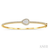 1 Ctw Pear Shape Lovebright Round Cut Diamond Stackable Bangle in 14K Yellow and White Gold