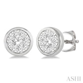 1/3 Ctw Lovebright Round Cut Diamond Bezel Stud Earrings in 14K White Gold