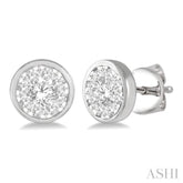 1/2 Ctw Lovebright Round Cut Diamond Bezel Stud Earrings in 14K White Gold