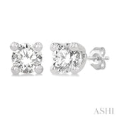 1/10 Ctw Round Cut Diamond Stud Earrings in 14K White Gold