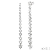 2 Ctw Round Cut Diamond Riviera Drop Earring in 14K White Gold