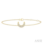 1/20 Ctw Petite Crescent Moon Round Cut Diamond Fashion Bracelet in 10K Yellow Gold