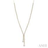 2 5/8 Ctw Lovebright Pear Shape Round Cut Diamond Fashion 'Y' Necklace in 14K Yellow & White Gold