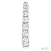 3/4 Ctw Graduated Round Cut Diamond Fashion Hoop Earrings in 14K White Gold