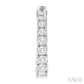 1/2 Ctw Graduated Round Cut Diamond Fashion Hoop Earrings in 14K White Gold