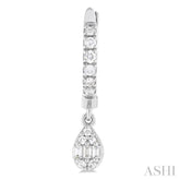 1/3 Ctw Petite Pear Shape Fusion Diamond Fashion Huggies in 10K White Gold