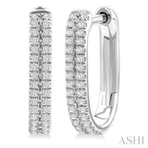 1/5 Ctw Twin Row Round Cut Diamond Fashion Hoop Earring in 10K White Gold