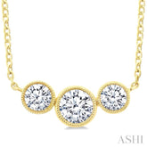 3/4 Ctw Past, Present & Future 3-Stone Bezel Set Round Cut Diamond Necklace in 14K Yellow Gold
